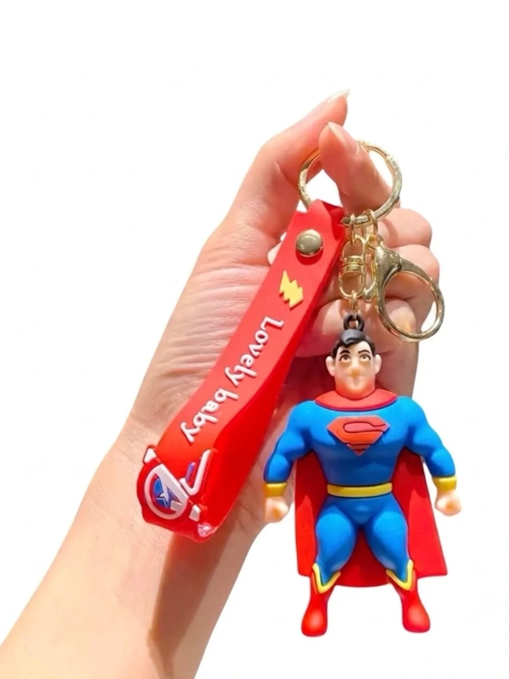 Superman Superhero Keyring Rubber Action Figure Keychain Bag Charm Toy Gift